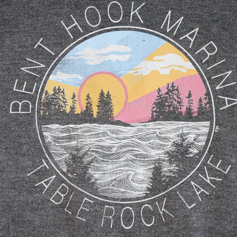 Women's Size Medium Bent Hook Marina Table Rock Lake Gray Hoodie - Picture 2 of 4